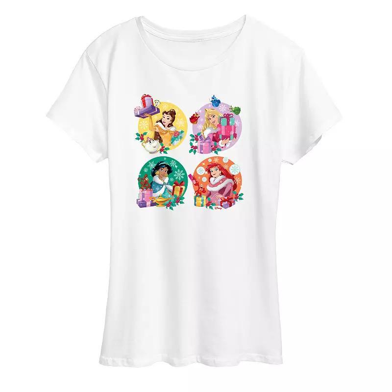 Disney Princess Belle, Aurora, Jasmine And Anna Womens Holiday Graphic Tee, Girls Product Image