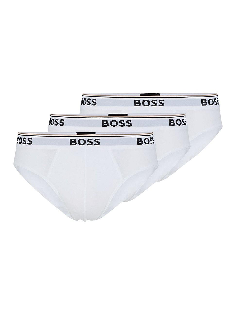 Mens Three-Pack Of Stretch-Cotton Briefs With Logo Waistbands Product Image