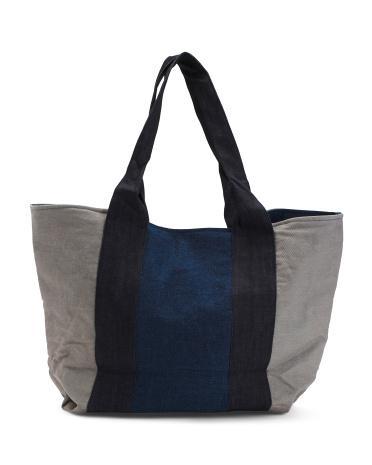 Large Woven Denim Tote for Women product image