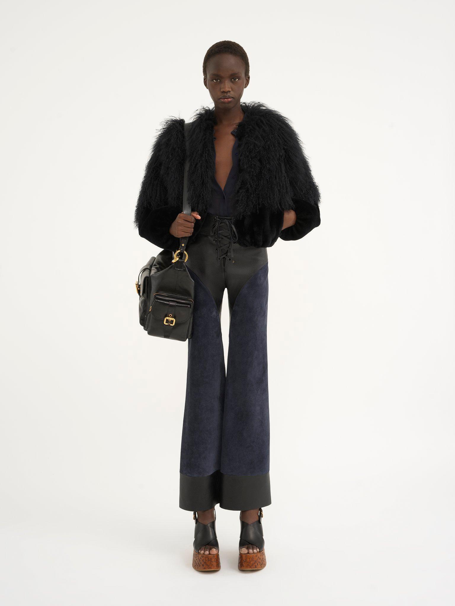 Cropped blouson in shearling Product Image