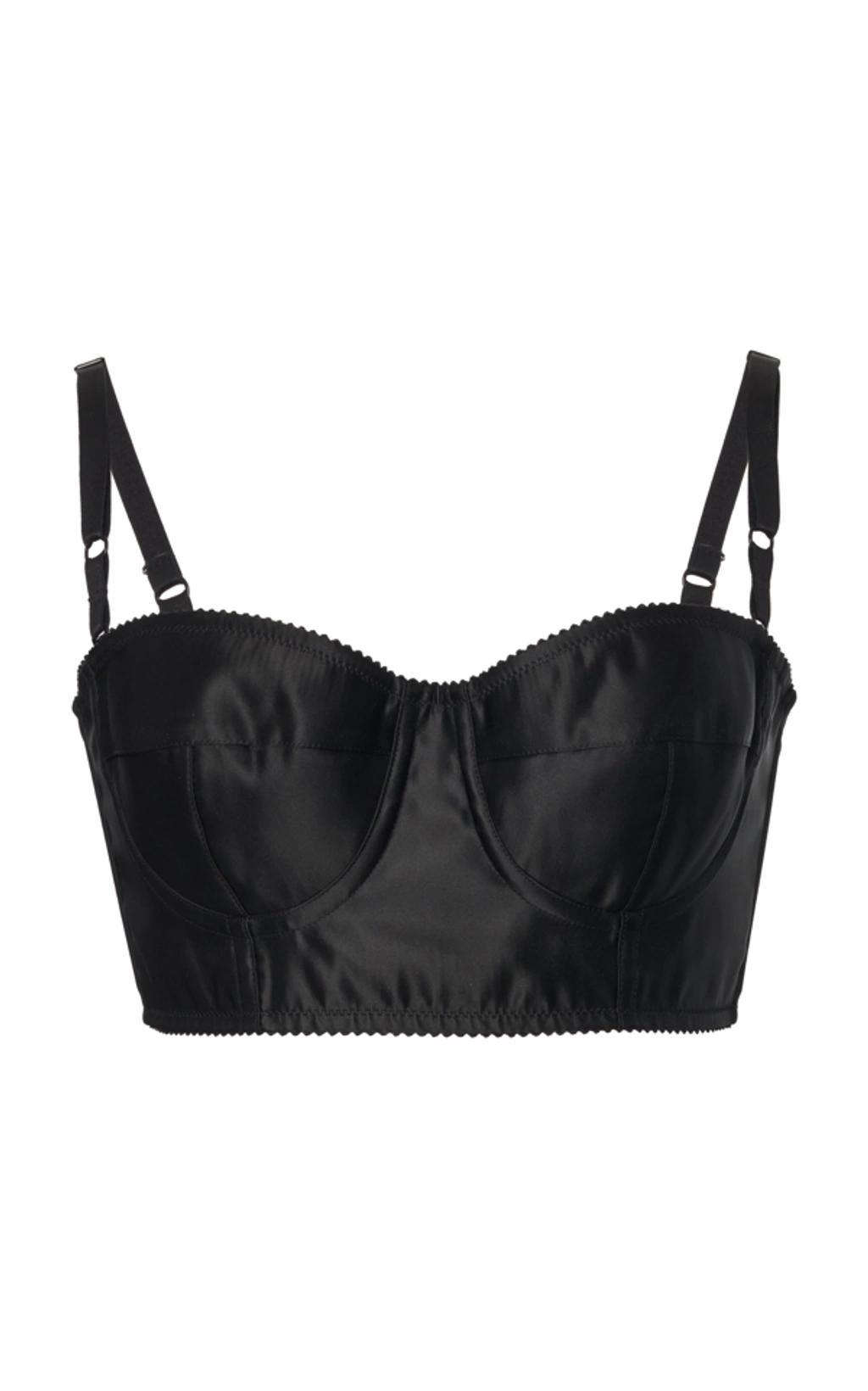 Short Black Satin And Marquisette Bustier Product Image