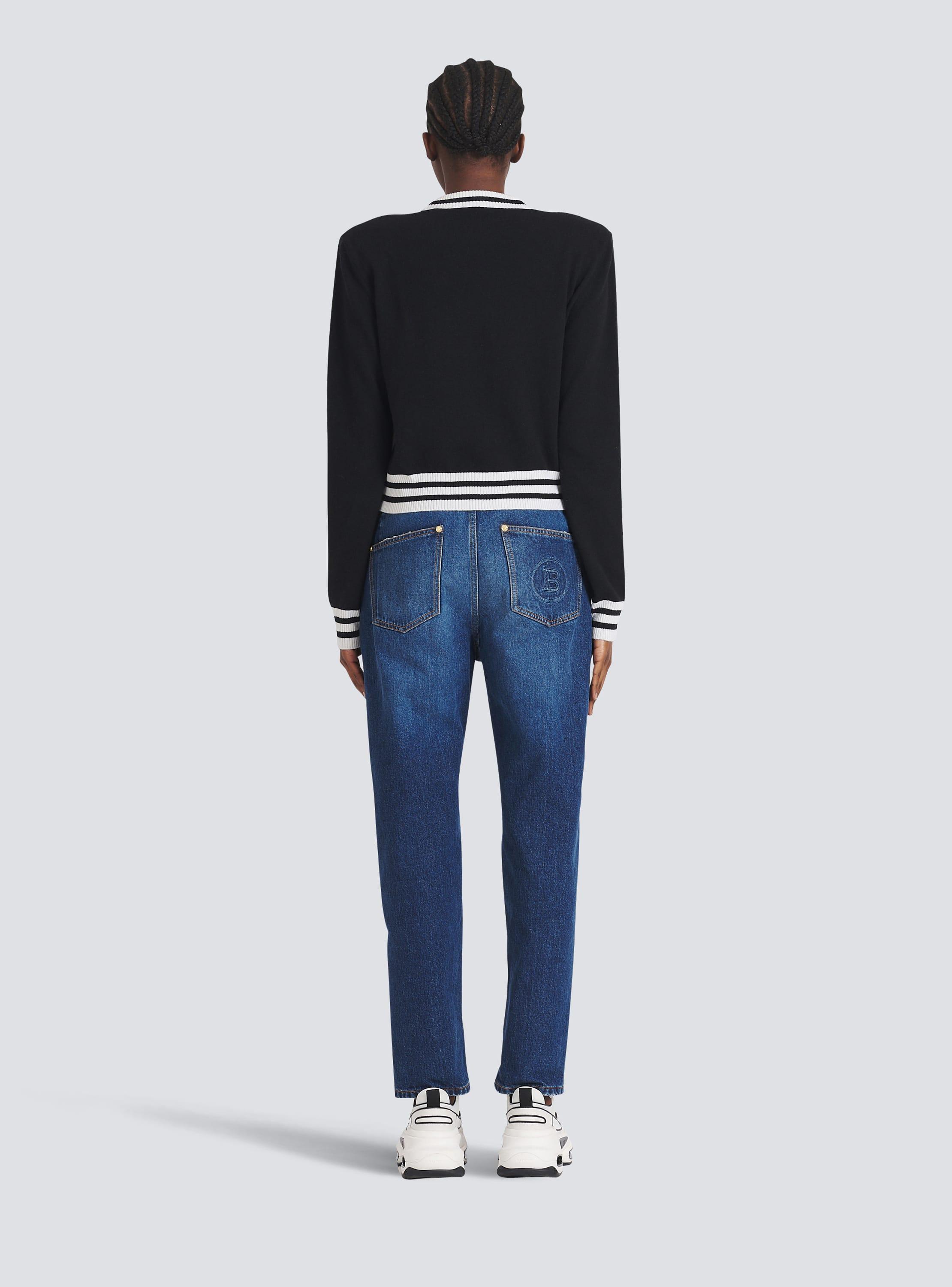 Cropped wool sweatshirt with Balmain logo Product Image