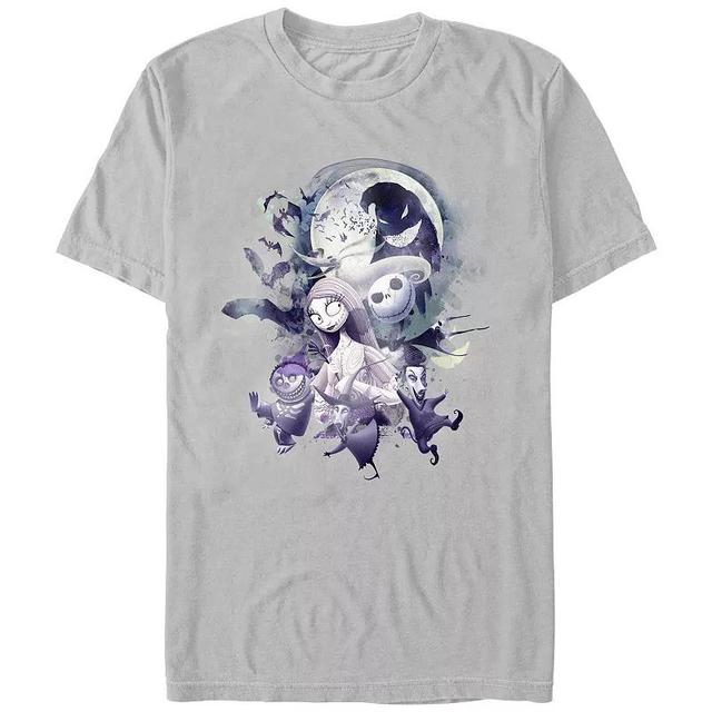 Disneys The Nightmare Before Christmas Glowy Full Moon Mens Graphic Tee Grey Product Image