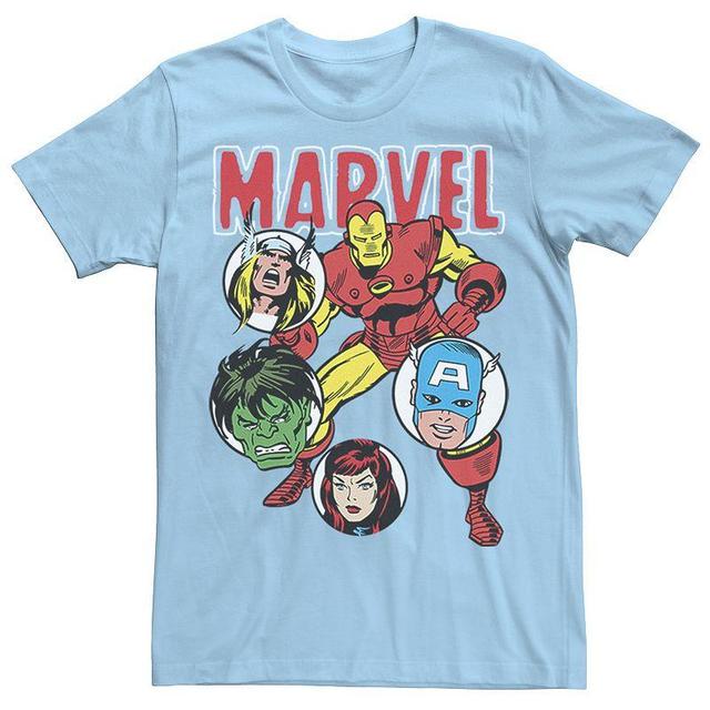 Mens Marvel Avengers Classic Group Shot Circles Graphic Tee Light Blue Product Image