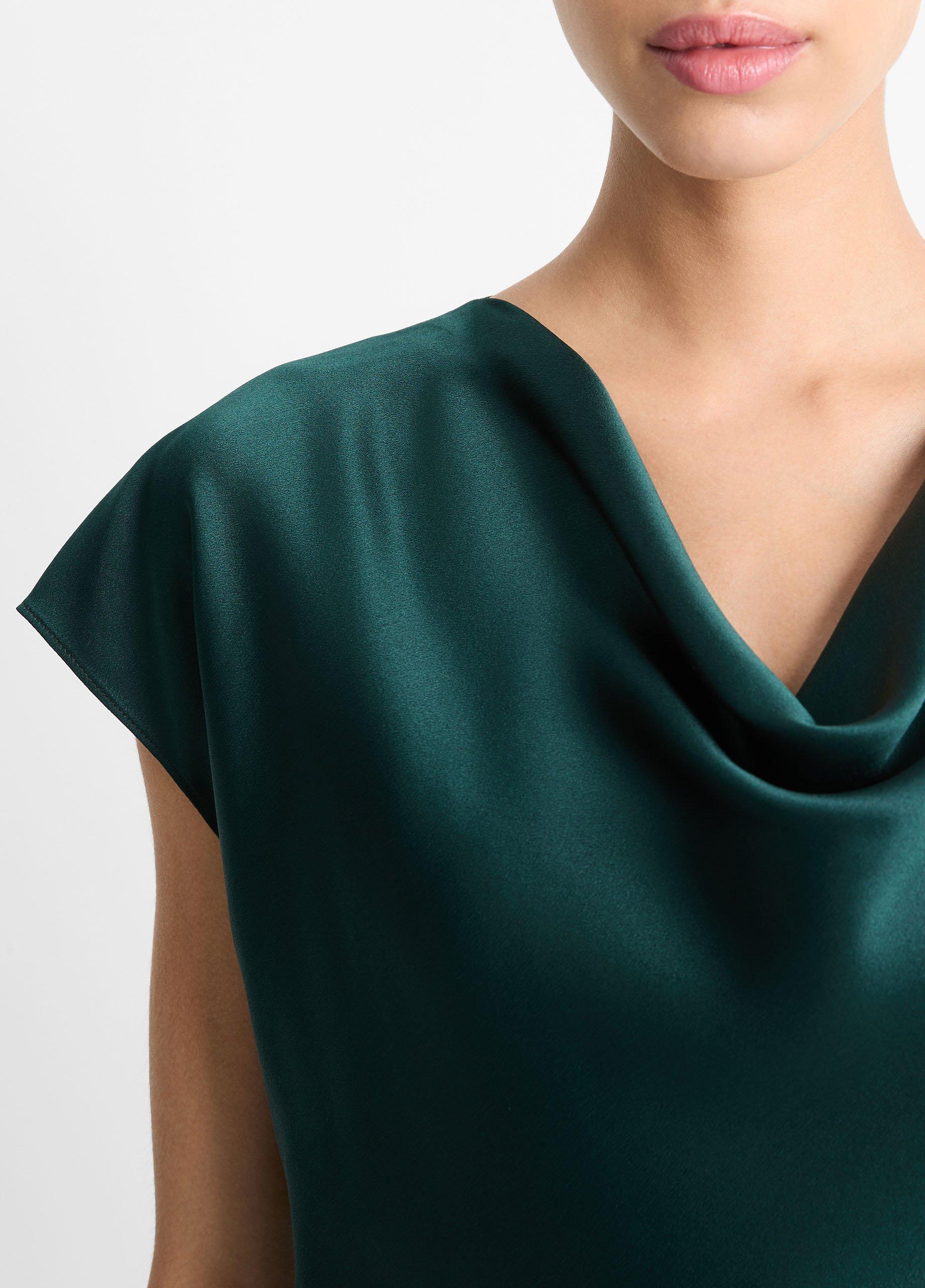 Silk Cowl-Neck Blouse Product Image