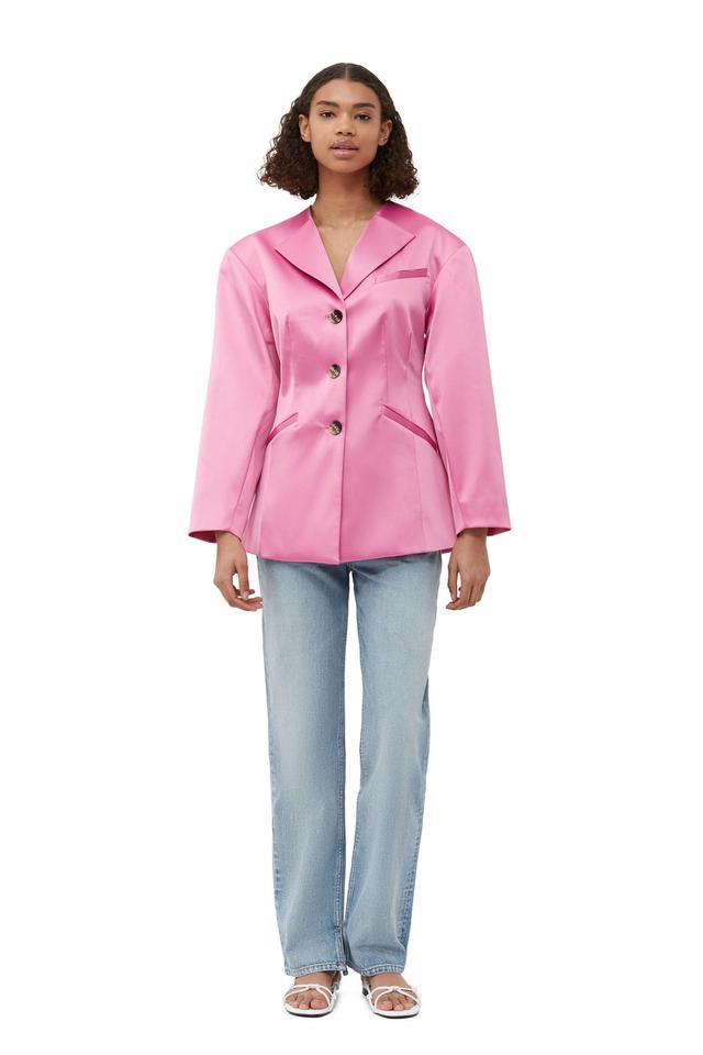 Double Satin Fitted Blazer Product Image