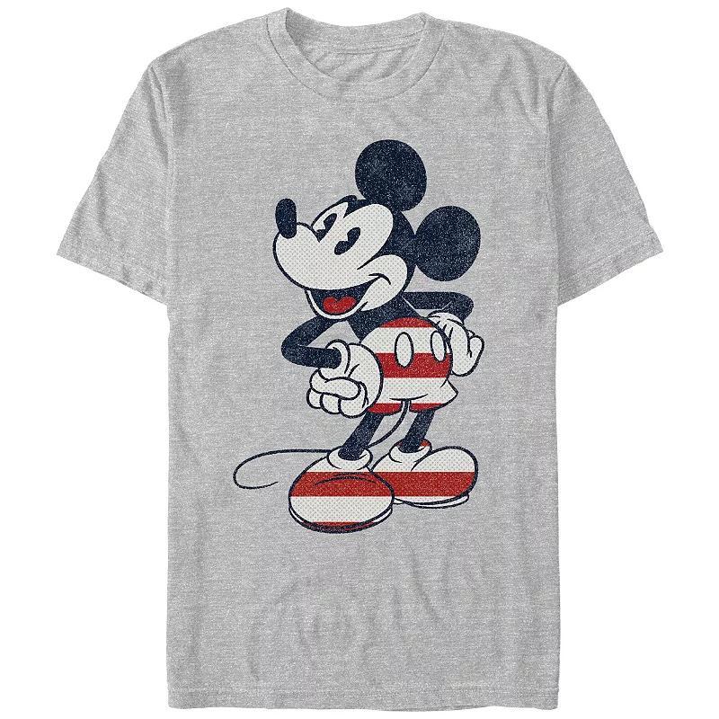 Disneys Mickey Mouse Mens Red And White Print Outfit Graphic Tee Athletic Grey Product Image