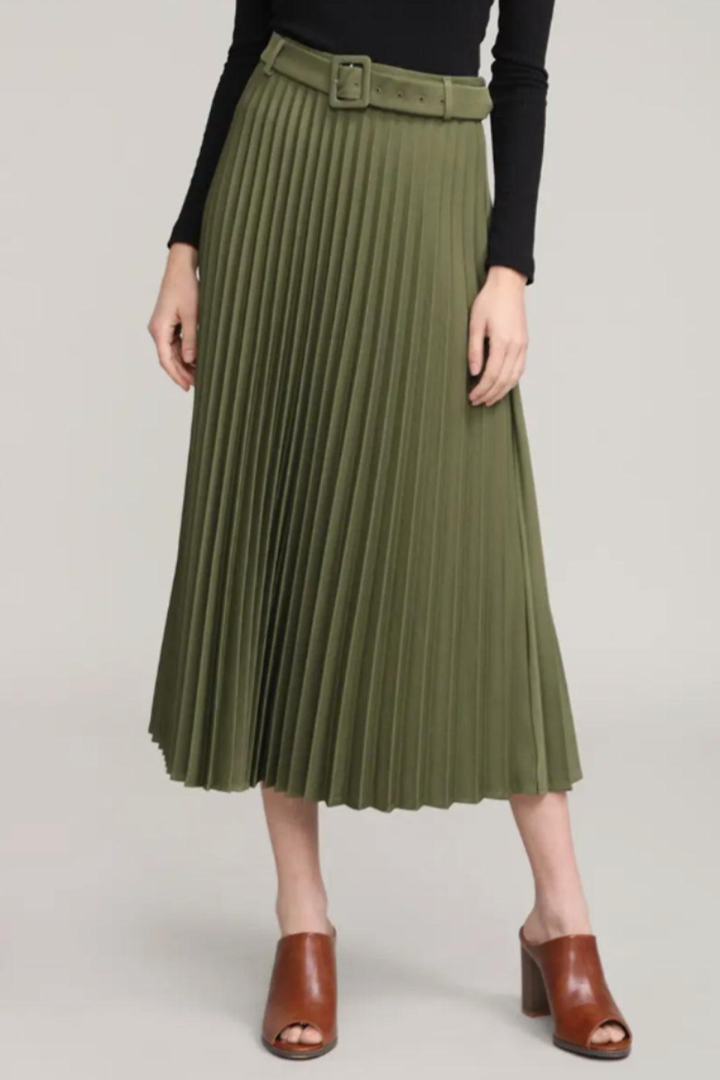 All pleated H-line Skirt w/Belt Product Image