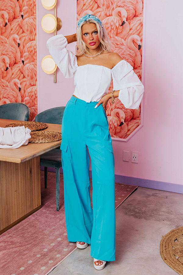 The Nikki High Waist Trousers In Sky Blue Product Image