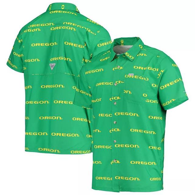 Mens Columbia Oregon Ducks Super Slack Tide Omni-Shade Button-Up Shirt Product Image