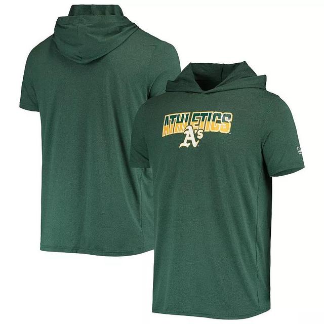 Mens New Era Heathered Oakland Athletics Short Sleeve Hoodie T-Shirt Product Image