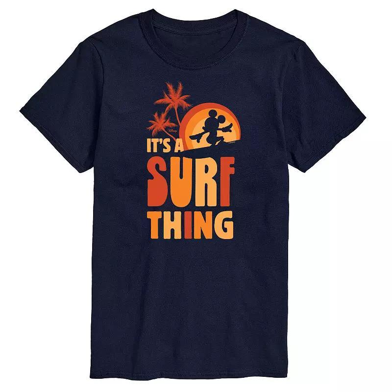 Disneys Mickey Mouse Big & Tall Its A Surf Thing Graphic Tee, Mens Blue Product Image