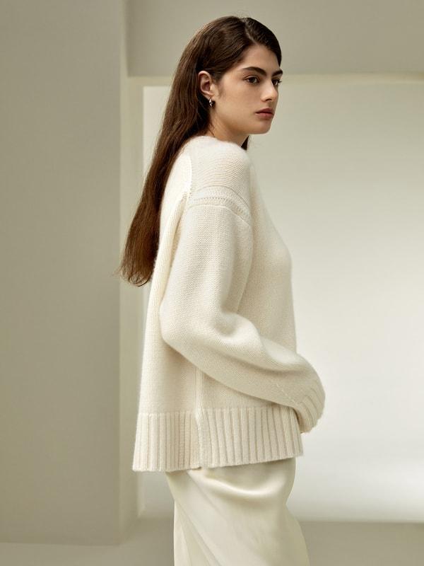 Boxy Crewneck Cashmere Sweater Product Image