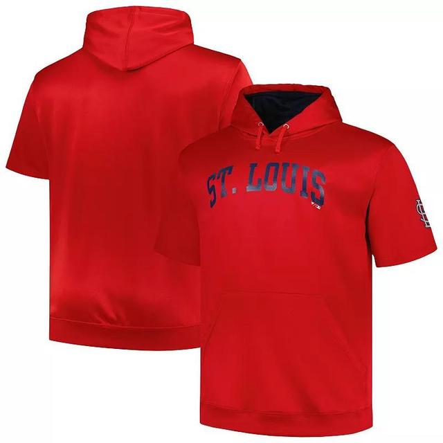 Mens Profile St. Louis Cardinals Big & Tall Contrast Short Sleeve Pullover Hoodie Product Image