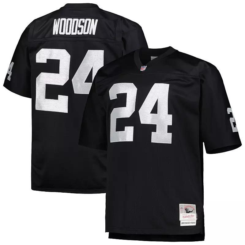 Mens Mitchell & Ness Charles Woodson Black Las Vegas Raiders Big and Tall 1998 Retired Player Replica Jersey - Black Product Image