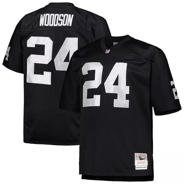 Mens Mitchell & Ness Charles Woodson Black Las Vegas Raiders Big & Tall 1998 Retired Player Replica Jersey Product Image