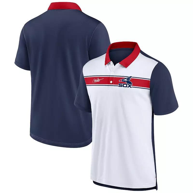 NIKE Men's  White, Black Tampa Bay Rays Rewind Stripe Polo Shirt In White,black Product Image