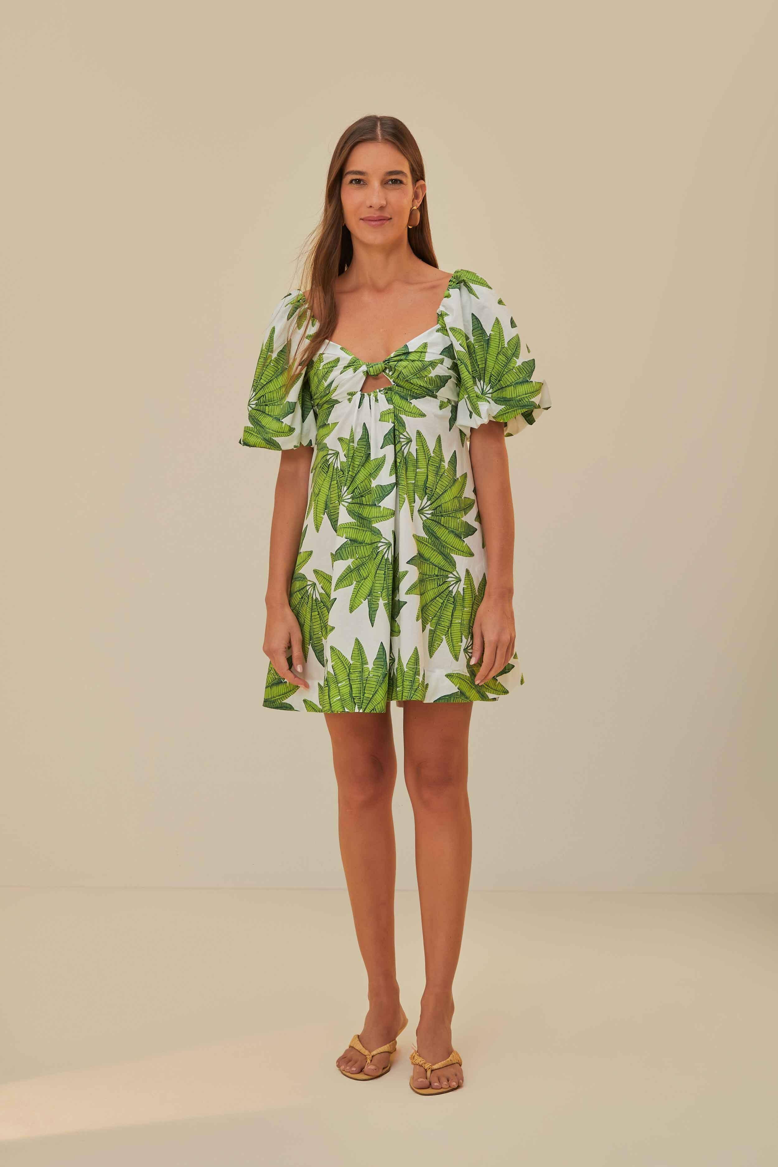 Off-White Palms Fan Mini Dress, PALM FAN OFF-WHITE / XS Product Image