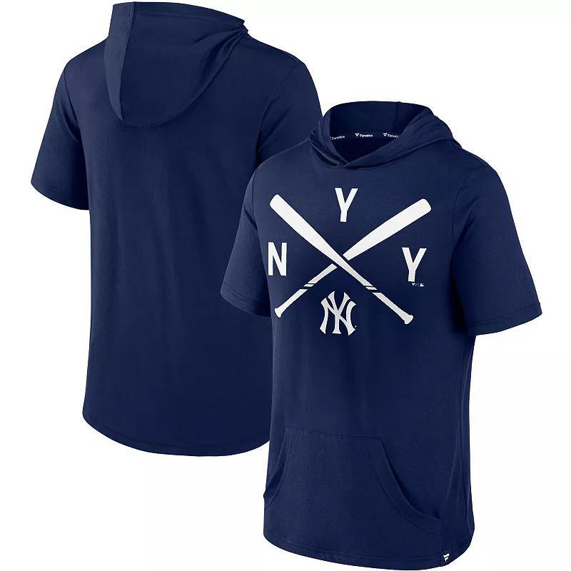 Mens Fanatics Branded New York Yankees Iconic Rebel Short Sleeve Pullover Hoodie Blue Product Image