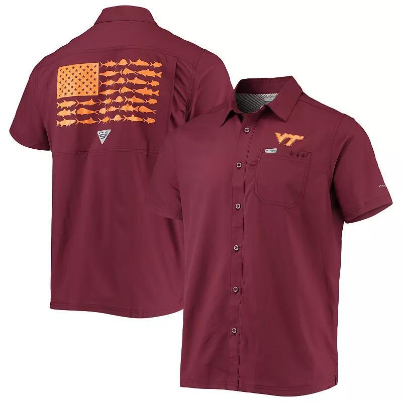 Mens Columbia PFG Maroon Virginia Tech Hokies Slack Tide Camp Button-Up Shirt Product Image