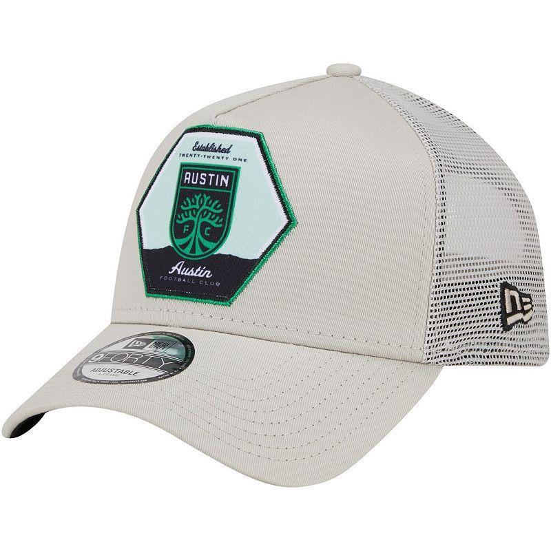 Mens New Era Cream Austin FC Established Patch 9FORTY A-Frame Trucker Adjustable Hat Product Image