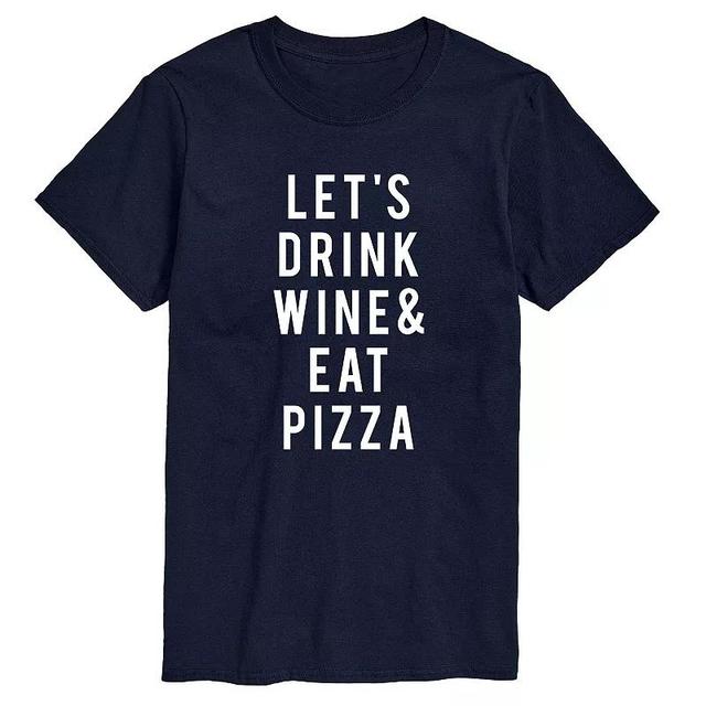 Mens Lets Drink Wine And Eat Pizza Graphic Tee Blue Product Image