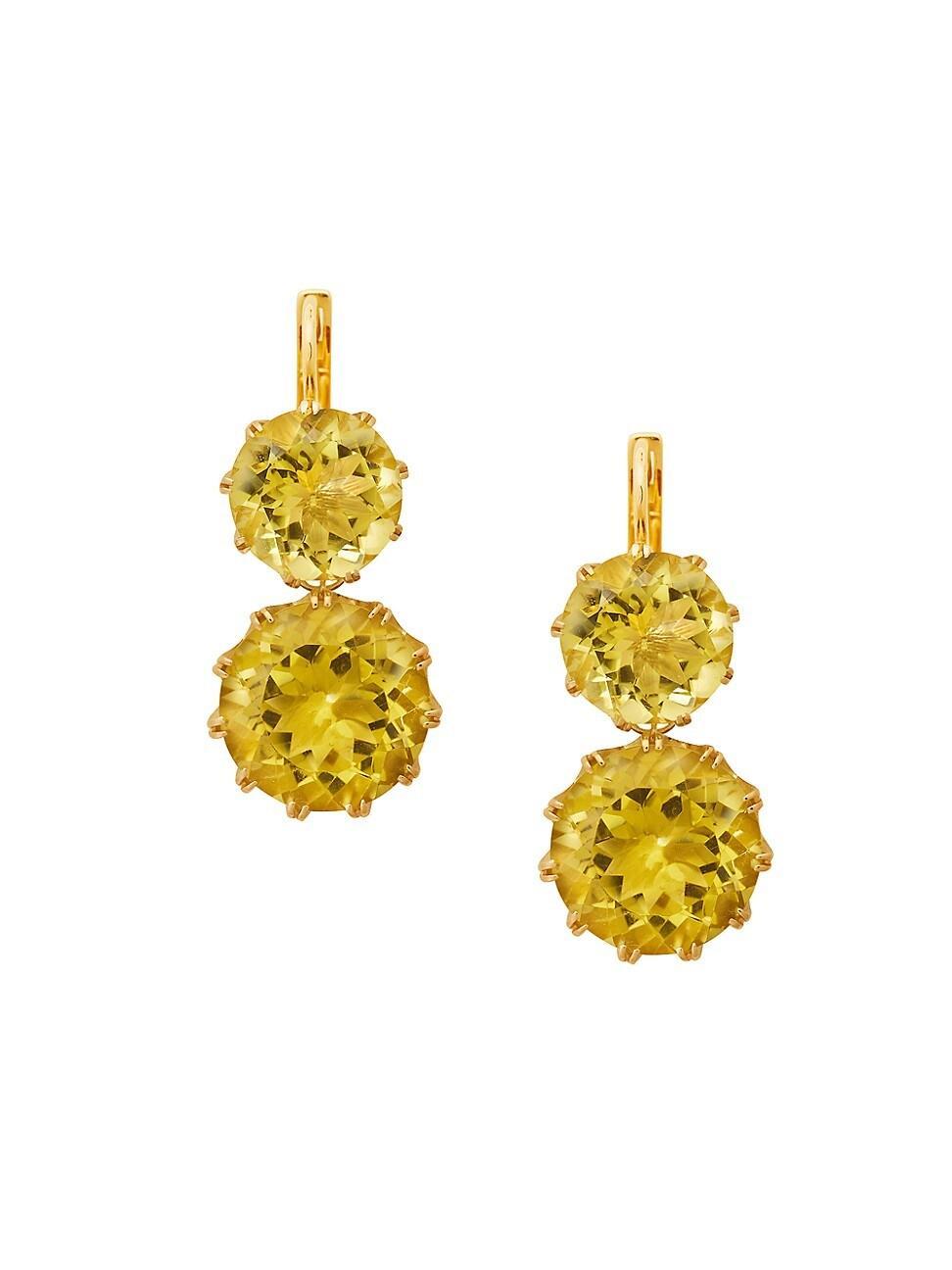 Womens Crown 18K Yellow Gold & Lemon Topaz Drop Earrings Product Image