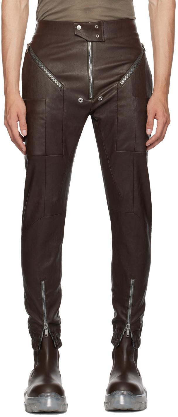 Brown Easy Strobe Leather Cargo Pants In 04 Brown Product Image