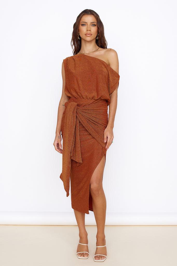 Thunderstorm Midi Dress Brown Product Image