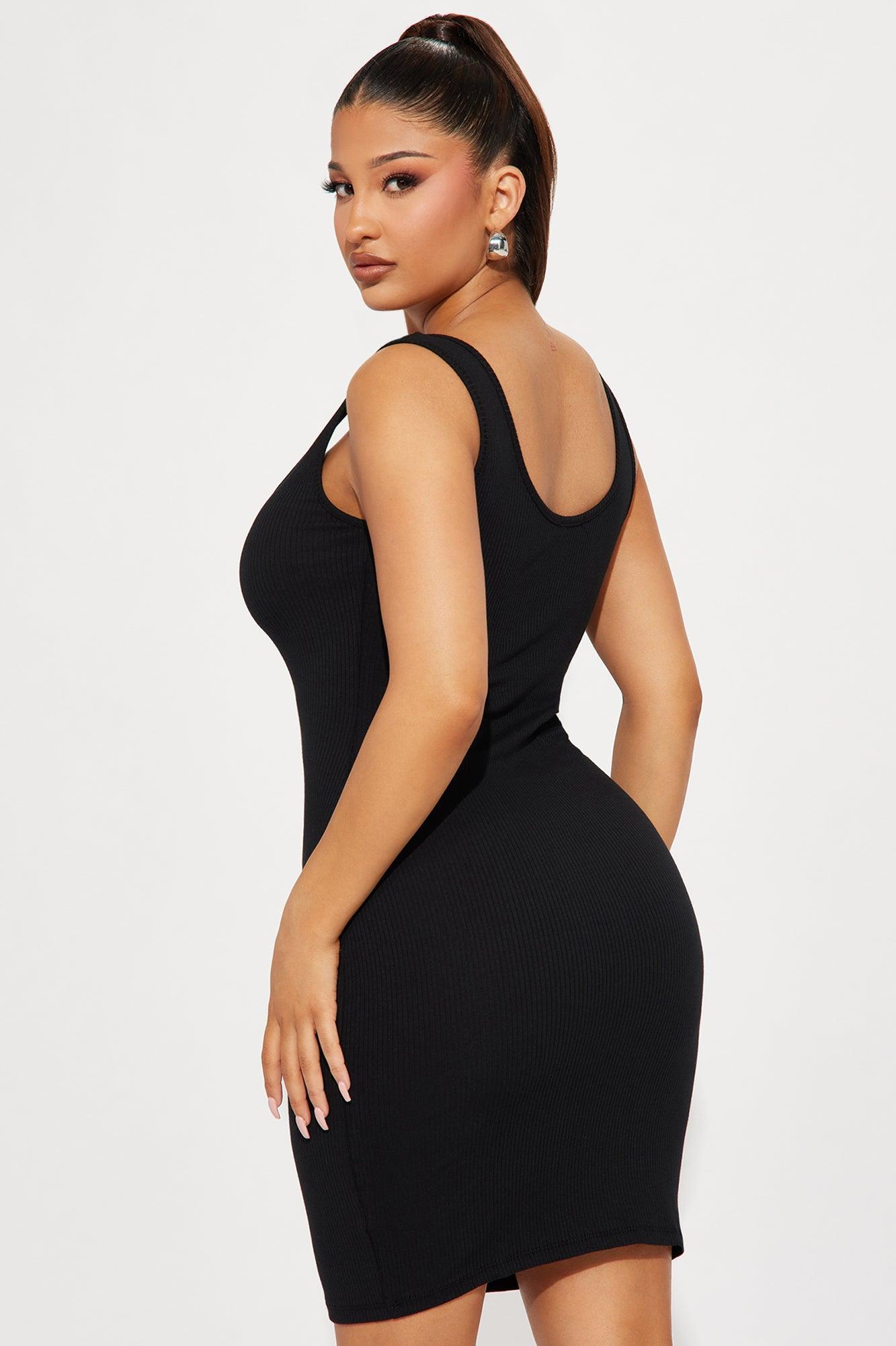 A Must Have Ribbed Mini Dress - Black Product Image