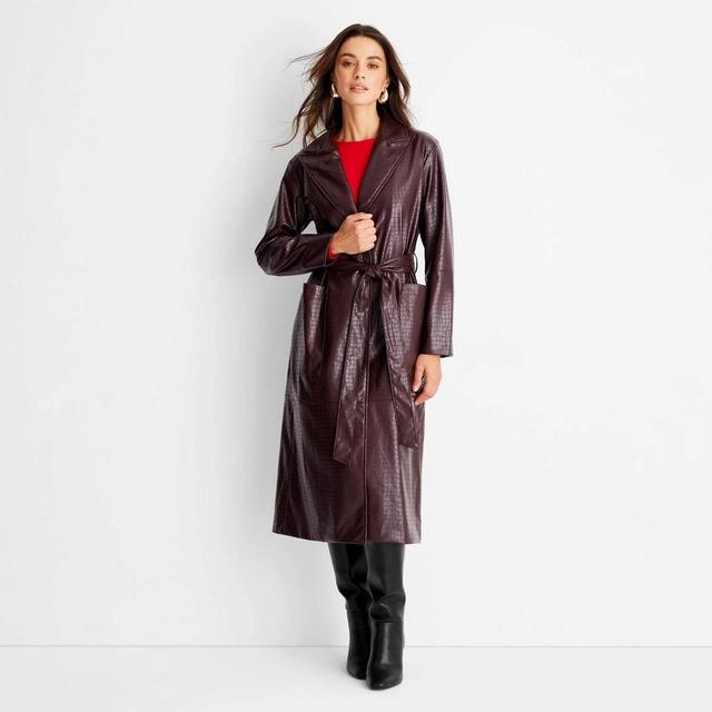 Womens Faux Croc Trench Coat - A New Day Product Image