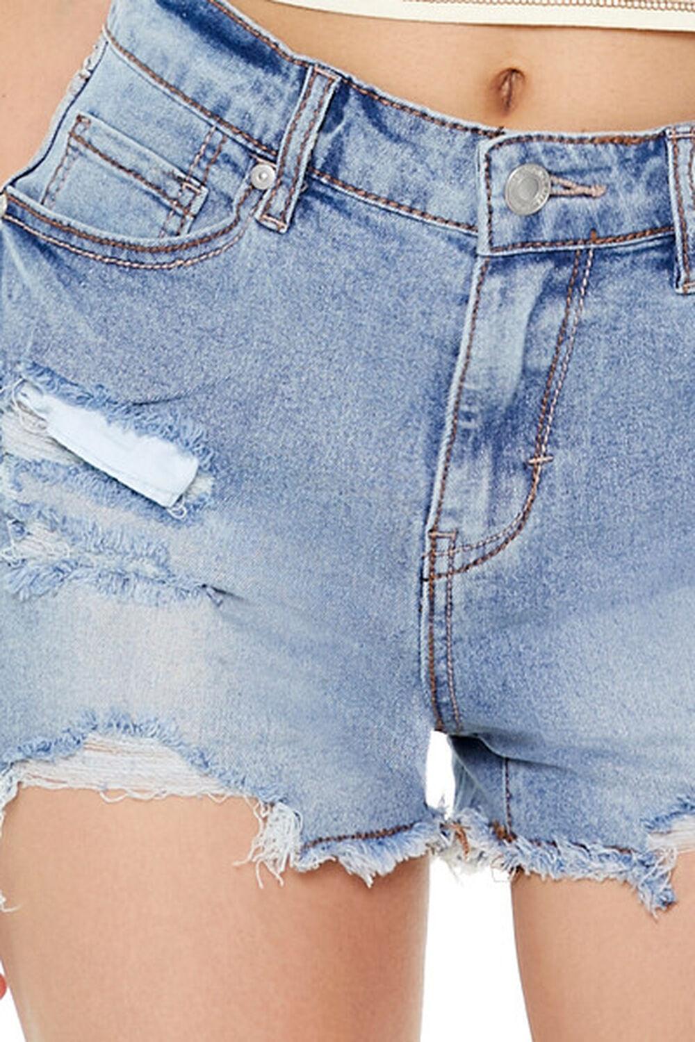 Embroidered Sharkbite Denim Shorts | Forever 21 Product Image