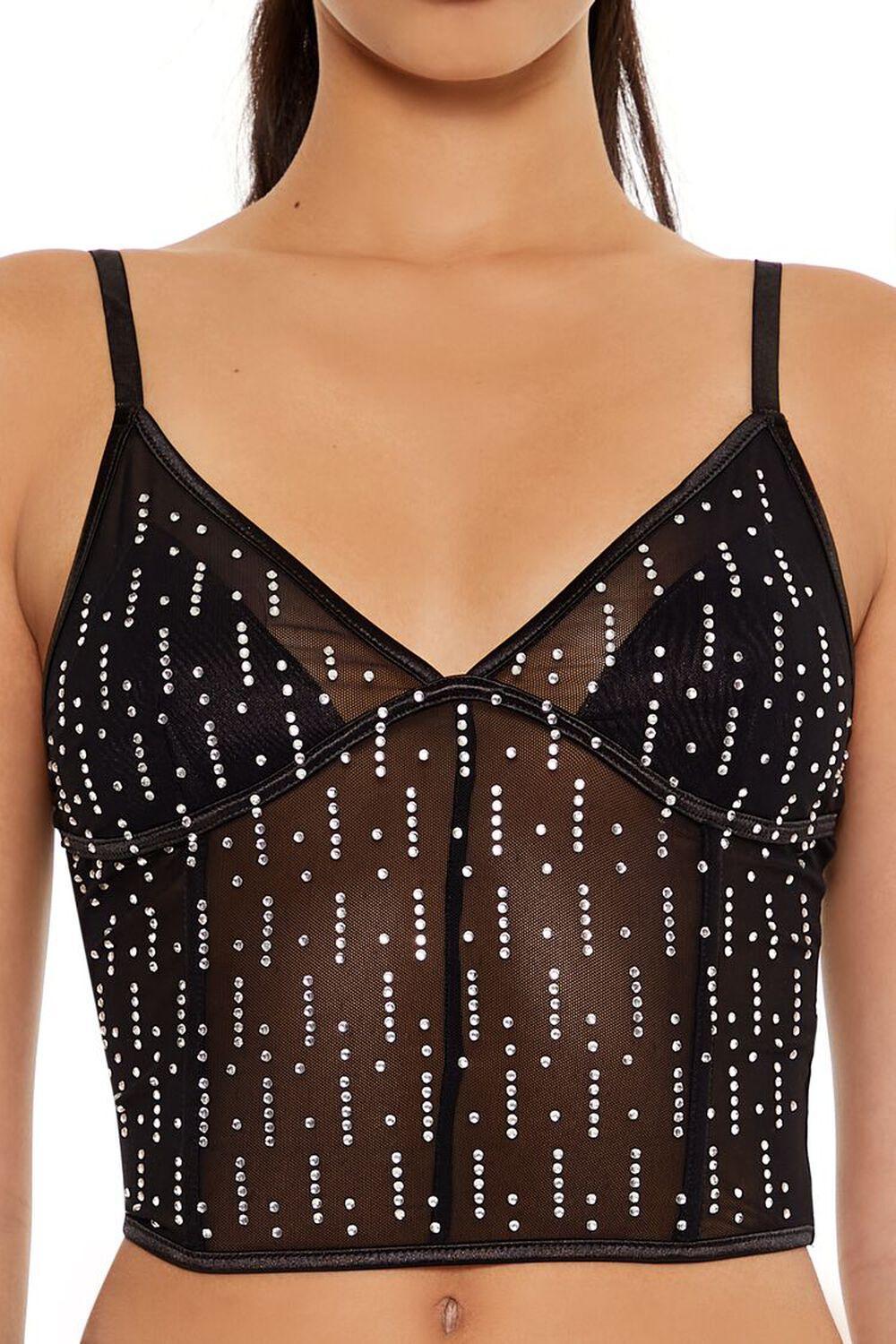 Sheer Rhinestone Cropped Cami | Forever 21 Product Image