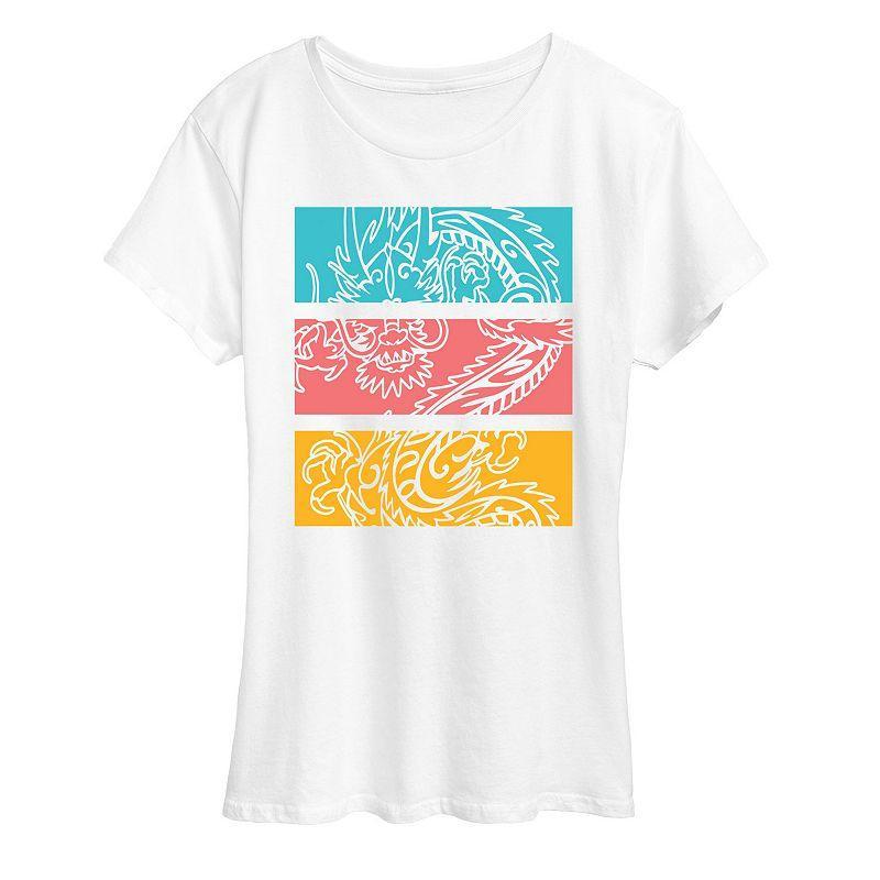 Womens Colorblock Dragon Graphic Tee Product Image