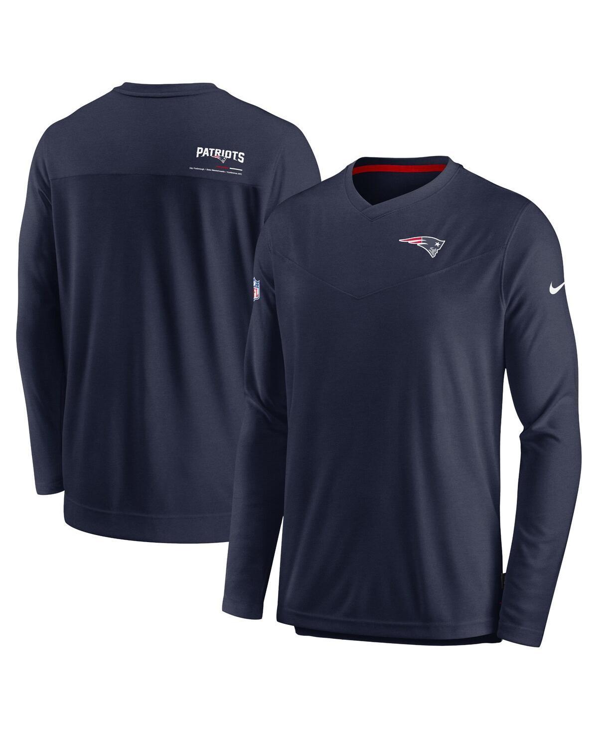 Mens Nike Navy New England Patriots 2022 Sideline Coach Chevron Lock Up Performance Long Sleeve V-Neck T-shirt Product Image