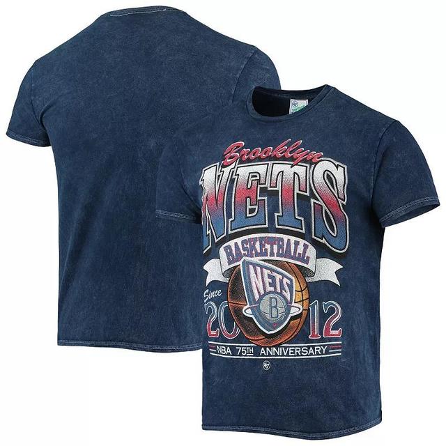 Mens 47 Brooklyn Nets 75th Anniversary City Edition Mineral Wash Vintage Tubular T-Shirt Blue Product Image