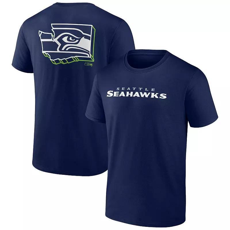 Mens Profile College Navy Seattle Seahawks Big and Tall Two-Sided T-shirt Product Image