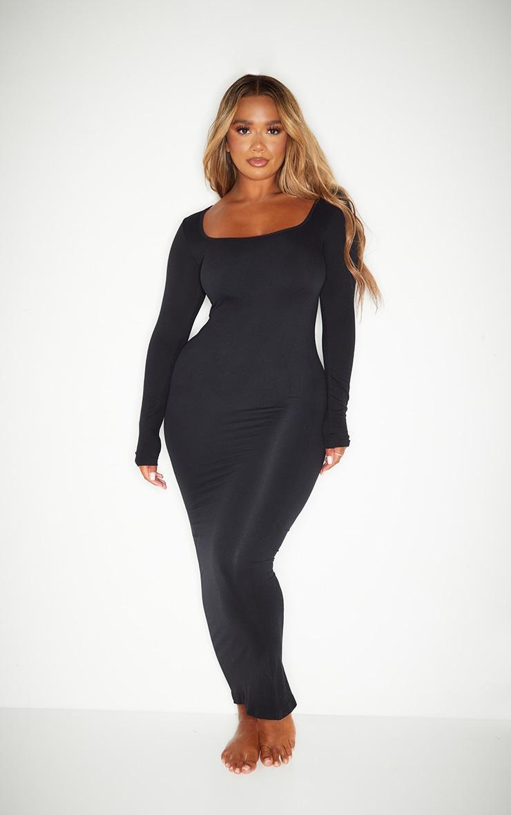 Shape Black Stretch Seamless Long Sleeve Maxi Dress Product Image