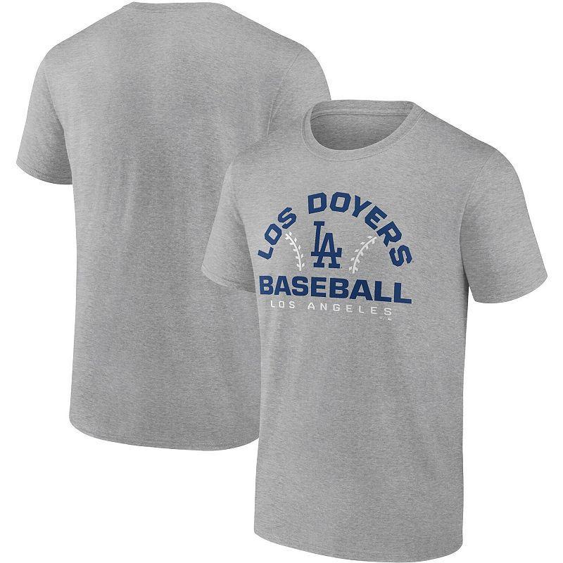 Mens Fanatics Branded Heathered Gray Los Angeles Dodgers Iconic Go for Two T-shirt Product Image