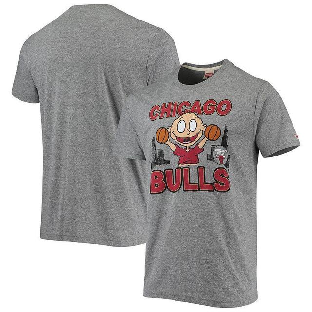 Mens Homage Heathered Gray Chicago Bulls NBA x Rugrats Tri-Blend T-Shirt Product Image