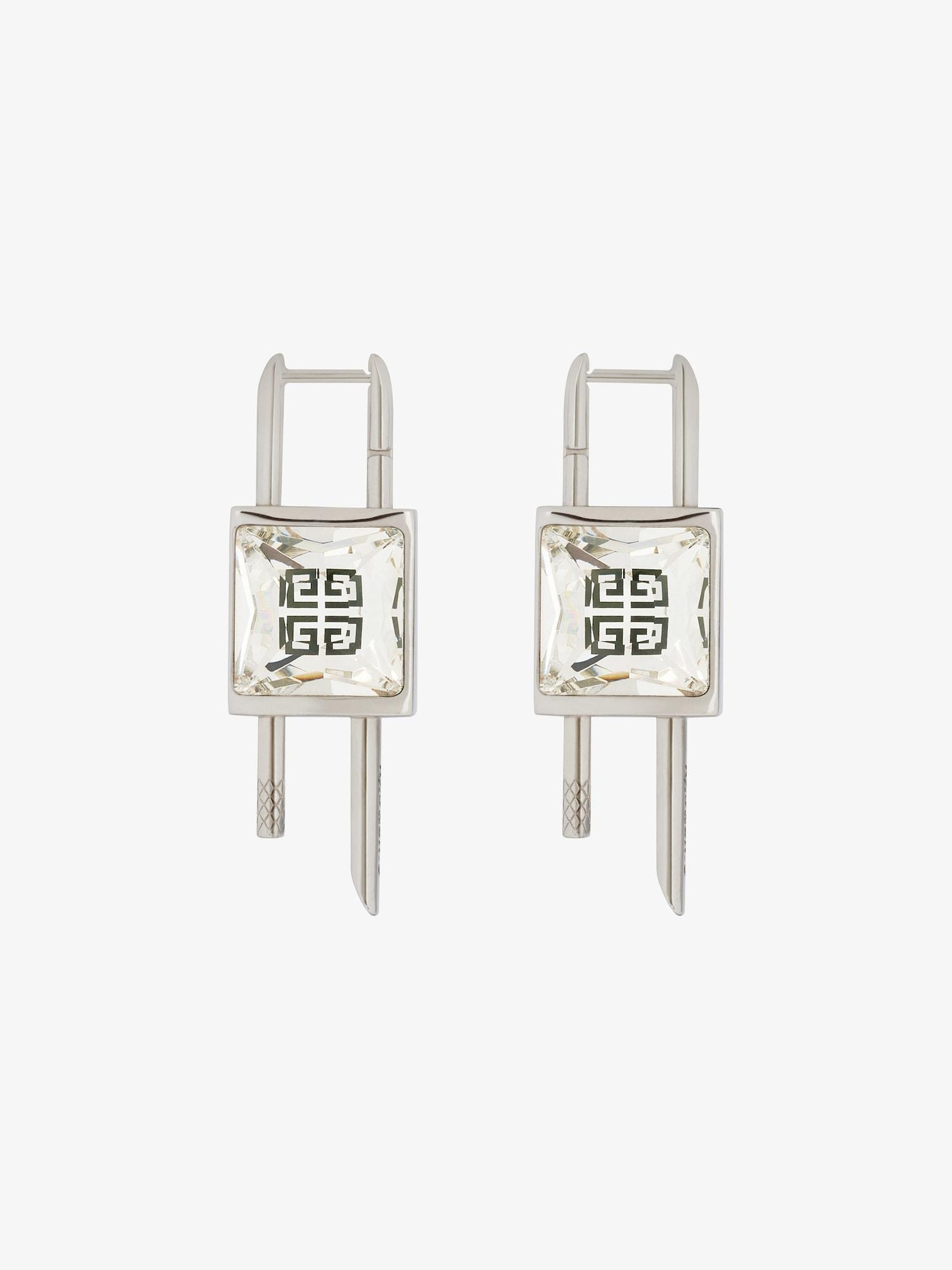 Mini Lock earrings in metal with crystal Product Image