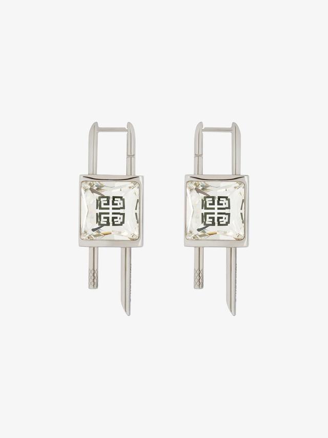 Mini Lock earrings in metal with crystal Product Image