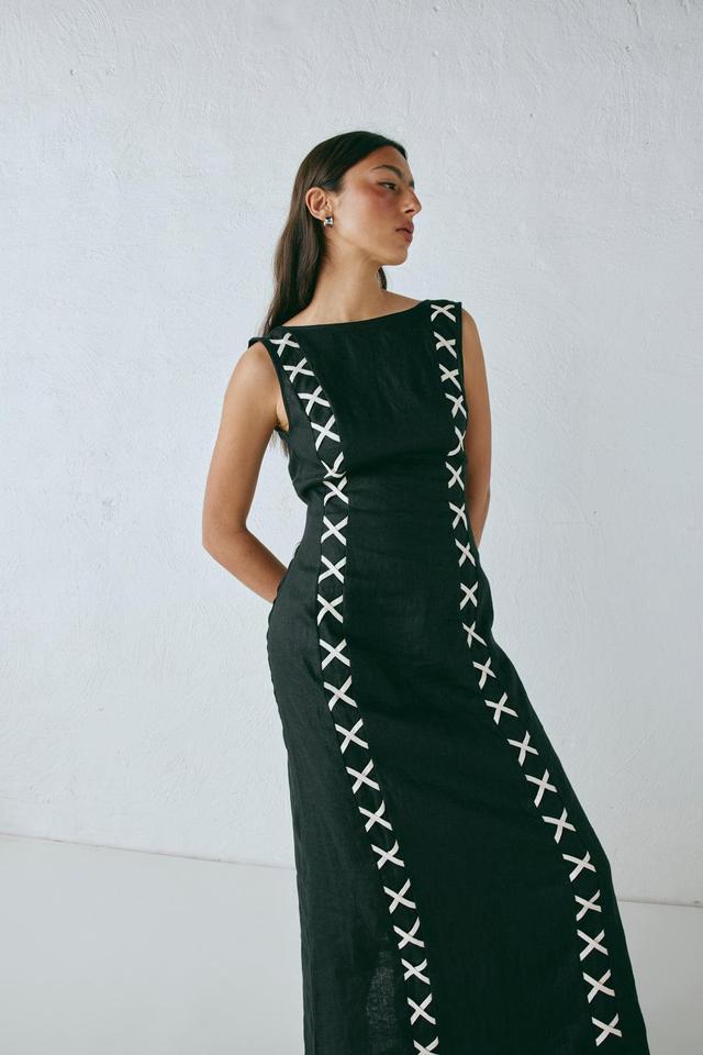 Maja Linen Maxi Dress Black Product Image