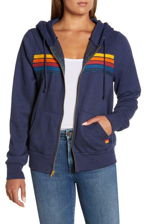 Aviator Nation 5 Stripe Zip Hoodie in Grey. - size L (also in XS, S, M, XL) Product Image