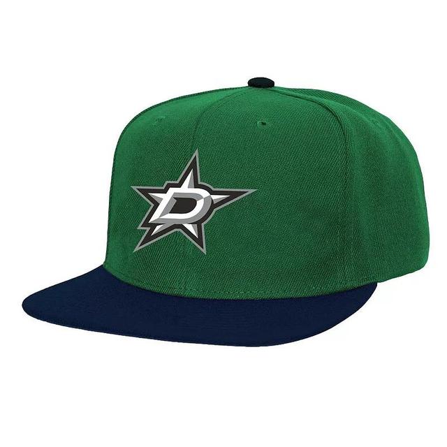 Mens Mitchell & Ness Kelly Green Dallas Stars Core Team Ground 2.0 Snapback Hat Product Image