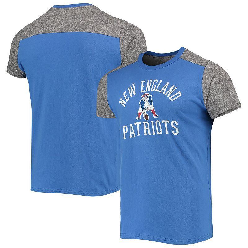 Mens Majestic Threads Royal/Heathered Gray New England Patriots Gridiron Classics Field Goal Slub T-Shirt Product Image