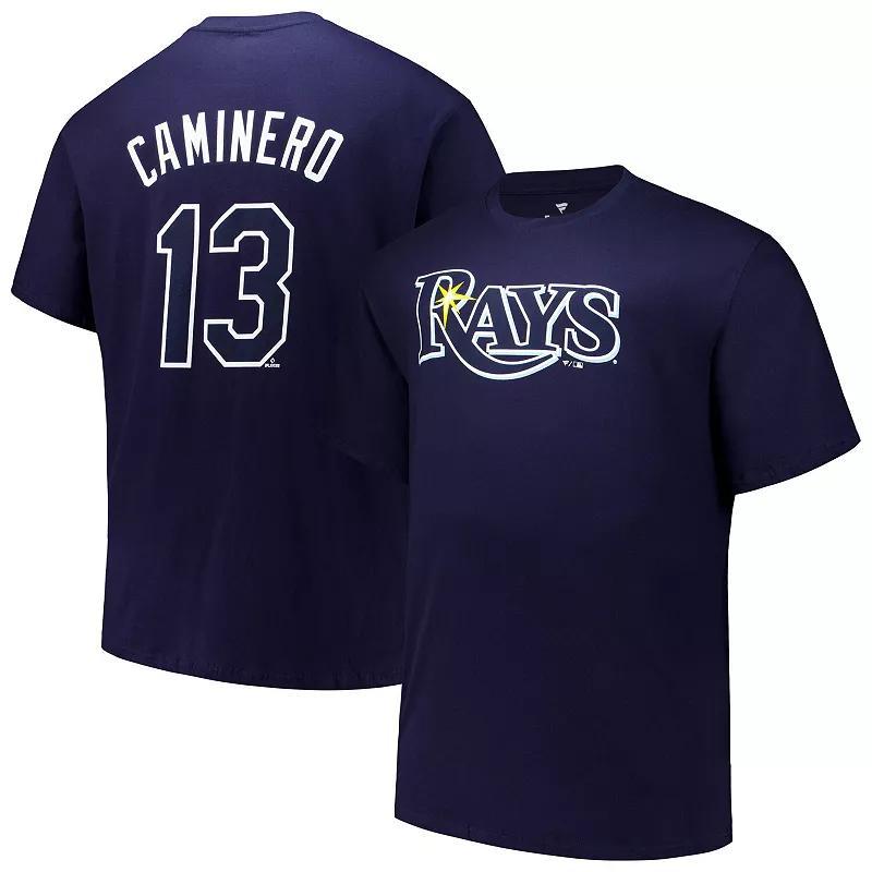 Mens Profile Junior Caminero Tampa Bay Rays Big & Tall Name & Number T-Shirt Blue Product Image