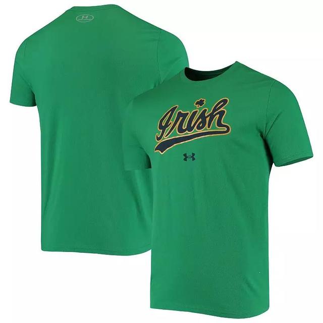 Mens Under Armour Kelly Notre Dame Fighting Irish Wordmark Logo Performance Cotton T-Shirt Product Image