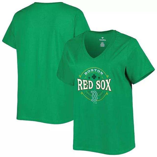 Womens Kelly Boston Red Sox Plus Size Celtic V-Neck T-Shirt Product Image