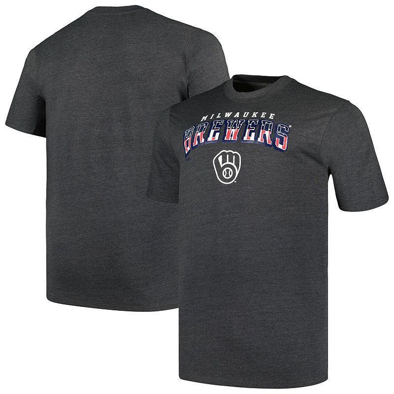 Mens Profile Heather Charcoal Milwaukee Brewers Big & Tall American T-Shirt Product Image